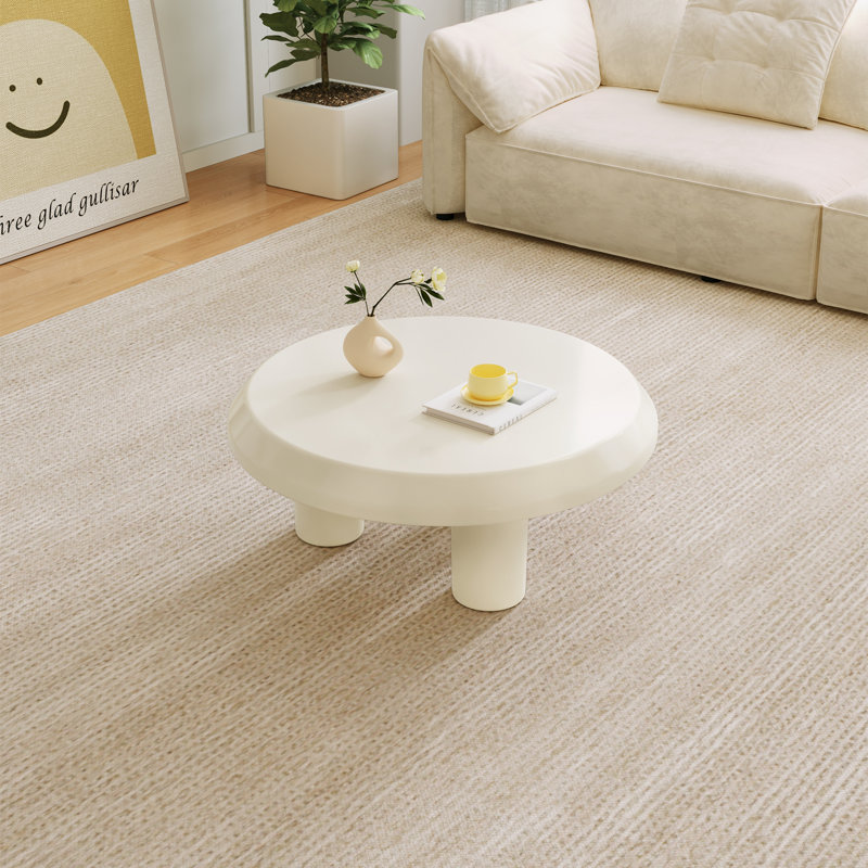 80CM Round Cream White Coffee Table