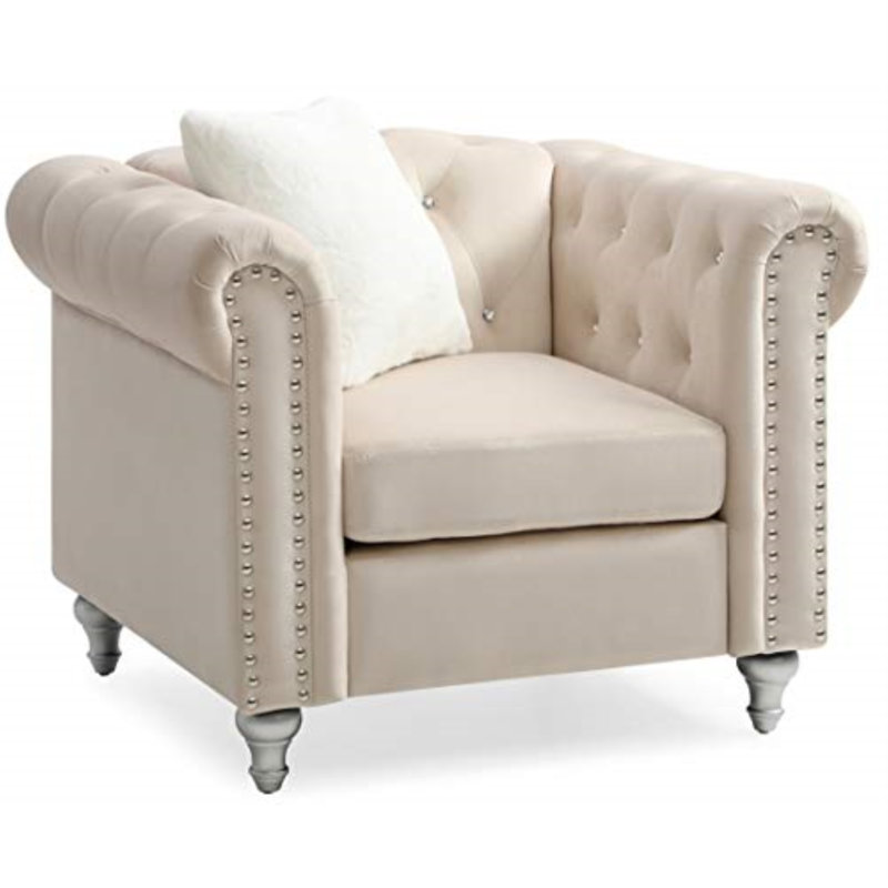 Ballentine Velvet Armchair, Ivory