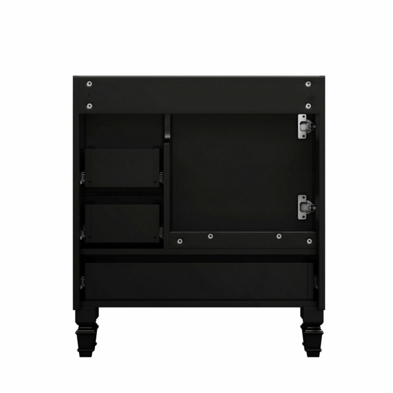 Meuble-lavabo de salle de bain avec 1 porte à fermeture douce et 3 tiroirs, Noir
