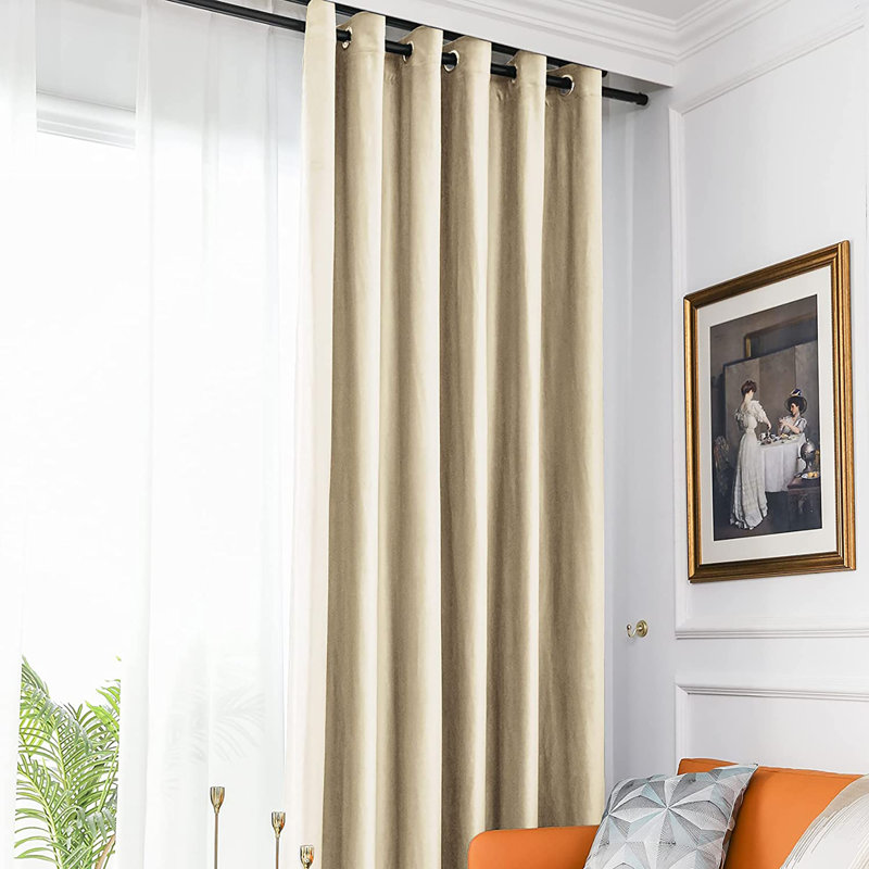 Room Darkening Curtain Pair, Beige, 52" W x 63" L