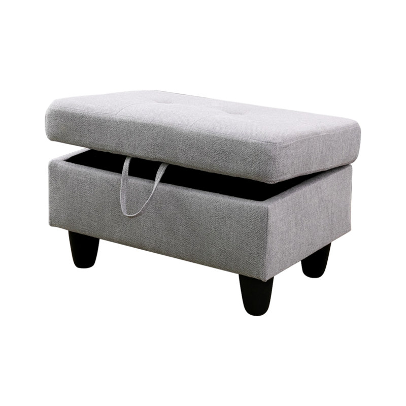 Orella Marlinda 28.5" Wide Upholstered Rectangle Tufted Flip Top Storage Ottoman, Light Gray Flannel