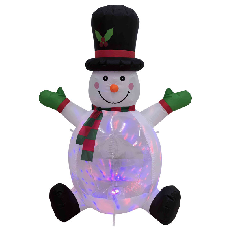 Décoration de Noël gonflable lumineuse bonhomme de neige avec chapeau haut de forme - 4 pi
