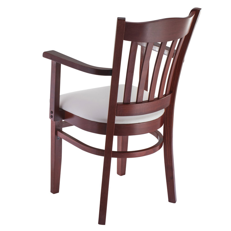 Chaise de salle à manger en bois massif Riggio, Acajou, Blanc cassé, Oui