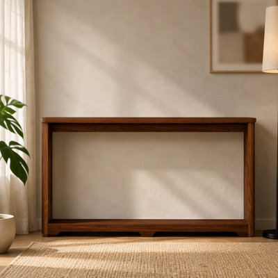 Console de canapé étroite en bois avec texture ondulée, idéale pour les entrées et derrière les canapés, durable et élégante