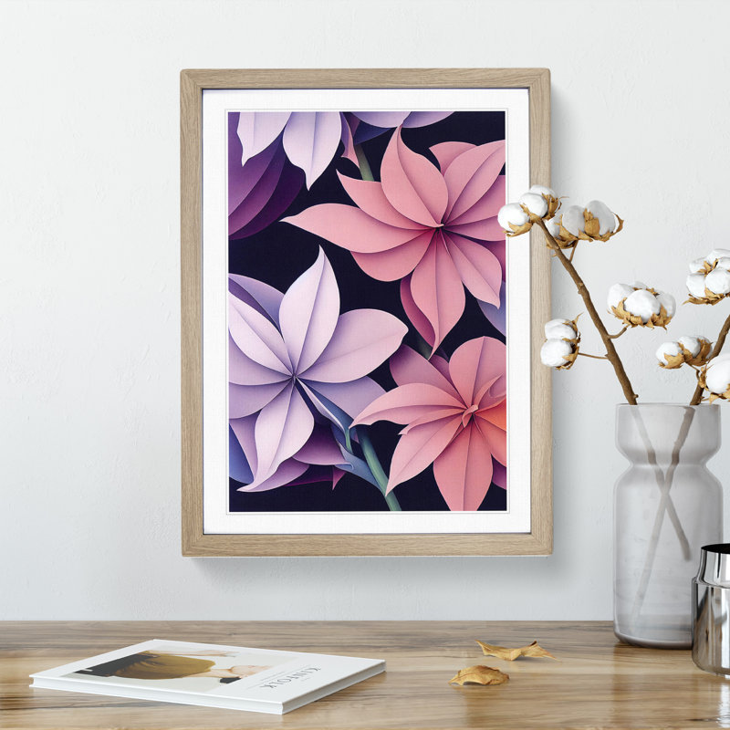 XV1022-4186X Stimulating Flowers - Single Picture Frame Print, Oak, 64cm H x 46cm W x 2cm D