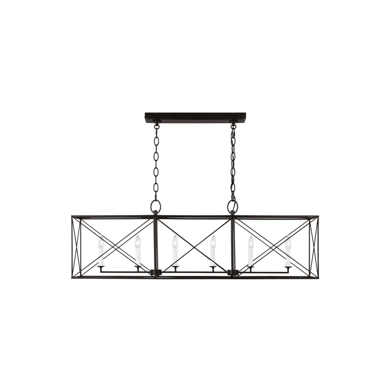 Luminaire suspendu linéaire à 6 lumières pour îlot de cuisine Merilou, Fer vieilli