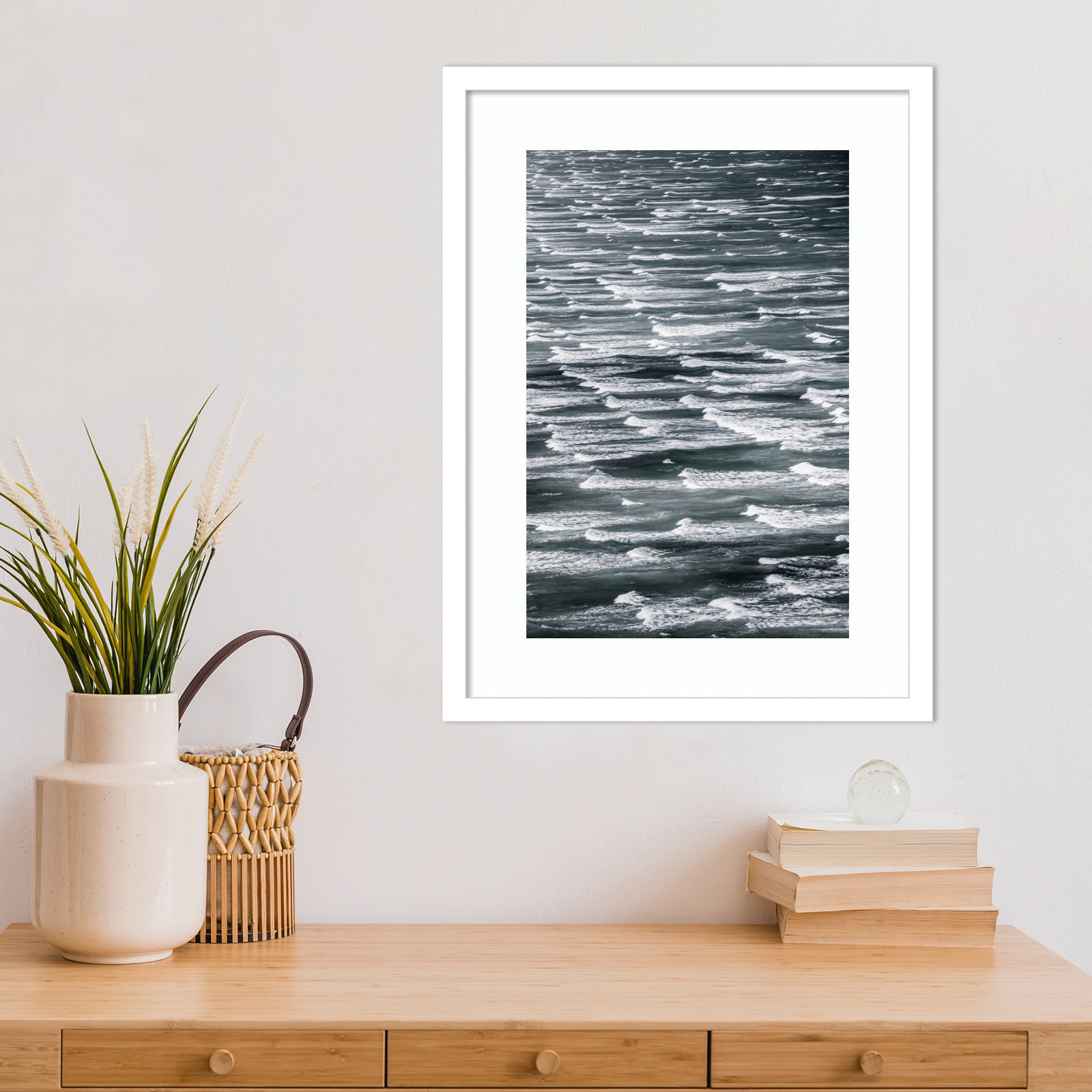 Daisey "Infinite Waves 02" Print, White Framed, 21" H x 16" W