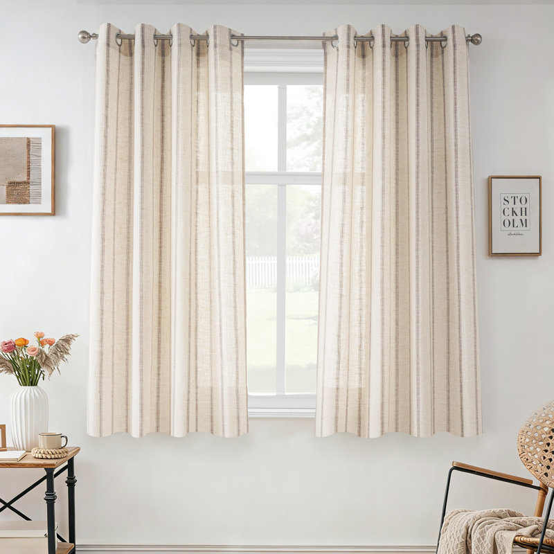 Rideau en mélange de lin Jeanenia, gris, L 52 po x L 54 po