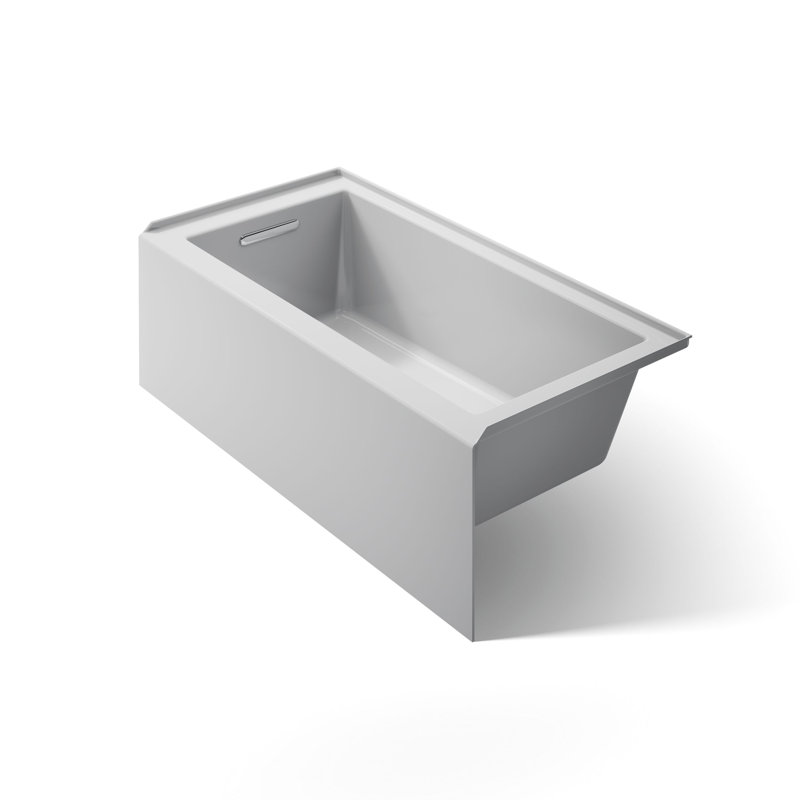 Baignoire de trempage rectangulaire en alcôve avec trop-plein à fente et tablier intégré 60 po x 30 po Underscore®, Gauche