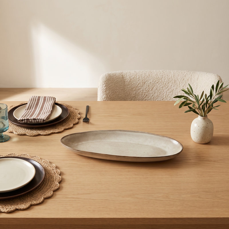 Mame Oval Tray, Oyster