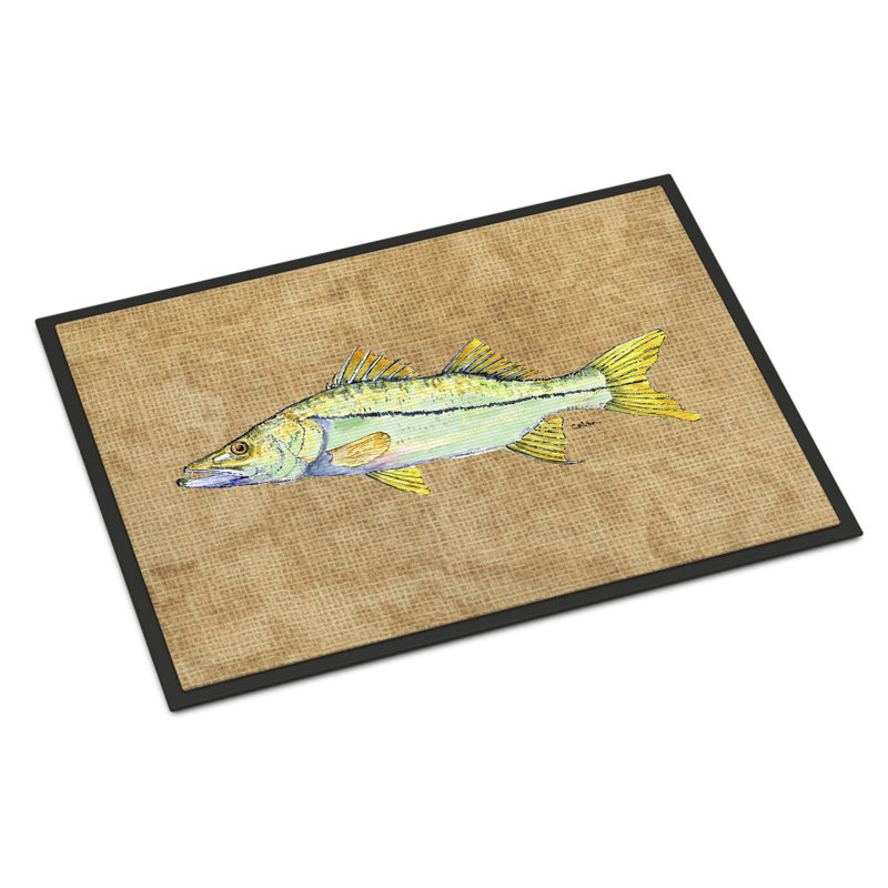 Cassini Non-Slip Doormat, Beige/Green, Rectangle 1'6" x 2'3"