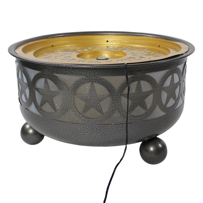 Kieli Galvanized Iron Star Weather-Resistant Outdoor Water Fountain with LED Light