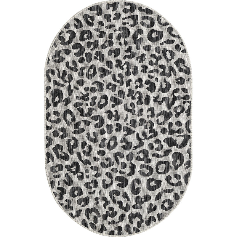 Outdoor Joyous Area Rug Stone Color, Oval 5'3" x 7'10"   