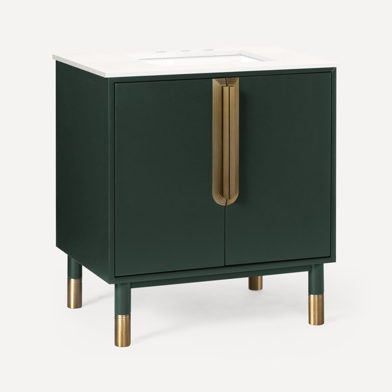 Islamorada 30" Vanity With Quartz Stone Vanity Top, Nori, Stone Gray, Three-Hole