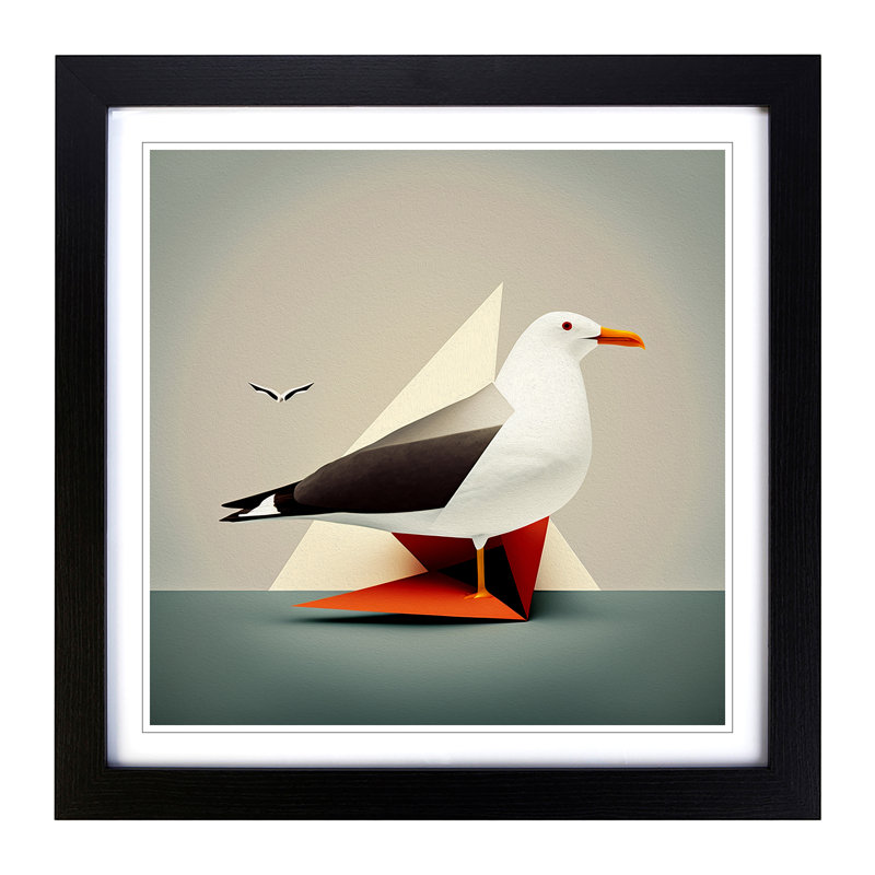 Seagull Suprematism No.1 - Framed Print, Black