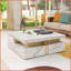 Blanc moderne Table basse carrée dorée avec 4 tiroirs en panneau de fibres à densité moyenne - Rangement et amp; Style pour le salon-2078915986