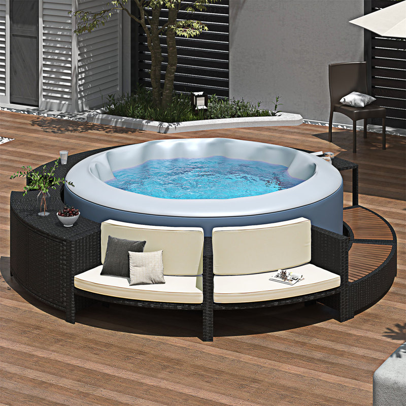 Ensemble de canapé de patio en rotin avec espaces de rangement, Beige
