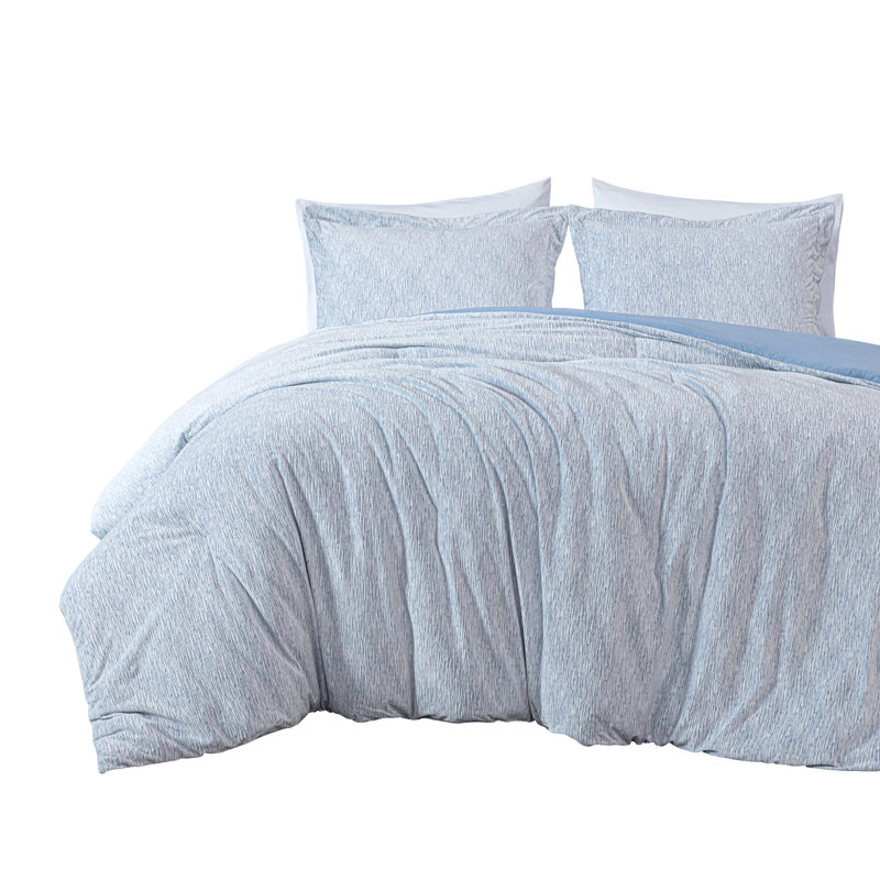 Soft Plush Jacquard Velvet Comforter Set, Full / Double Comforter + 2 Standard Shams, Blue