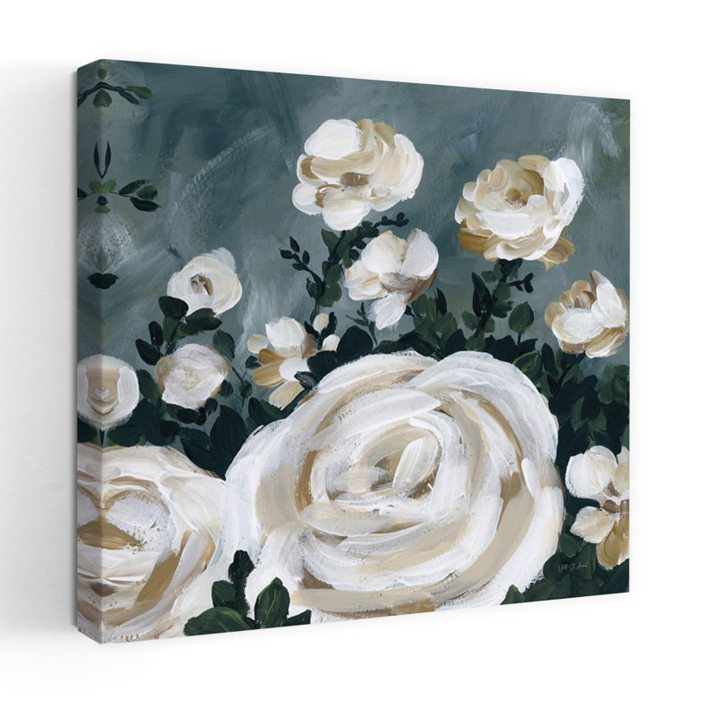 Art floral abstrait contemporain Moody Roses, H 36 po x l 36 po