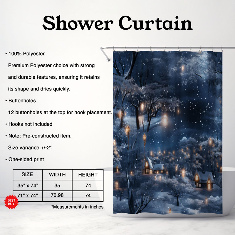 Rideau de douche Night Illumination - Premium, H 74 po x l 71 po
