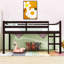 Lit mezzanine double en bois avec échelle