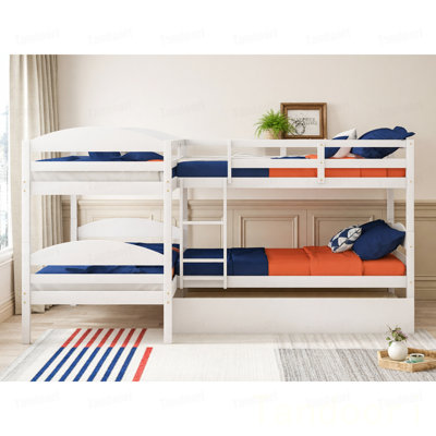 Lit simple en L avec lit gigogne