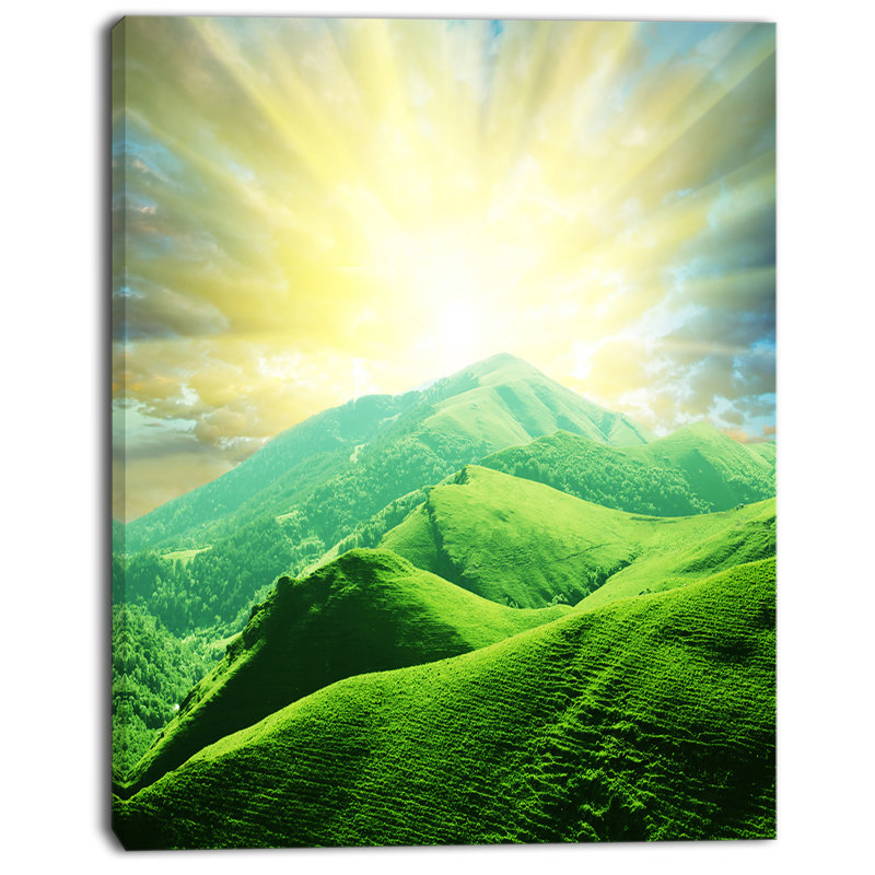 « green montagnes under sun », impression sur toile tendue, H 40 po x l 30 po x P 1 po