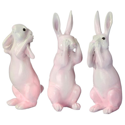 6.5" Resin Hear/See/Speak No Evil Bunny 