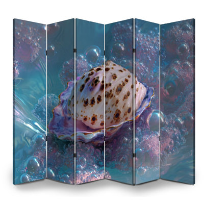 Paravent 6 panneaux à cloisons pliantes Royal Shimmering Turquoise Waters Bulles iridescentes Toile corail