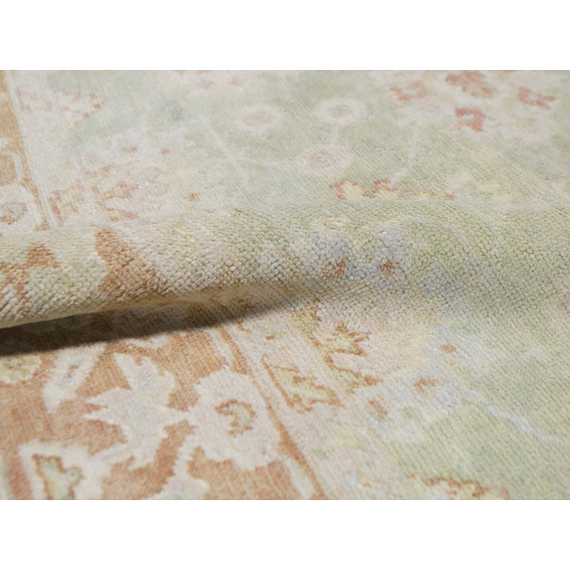 Hand-Knotted High-Quality Green and Red Area Rug