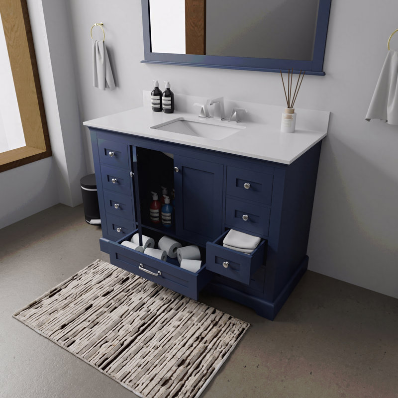 Meuble-lavabo simple l 48 po x P 22 po, plateau en marbre de culture