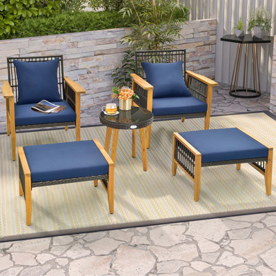 Hogsett Wicker 4 - Person Patio Conversation Set with Cushions