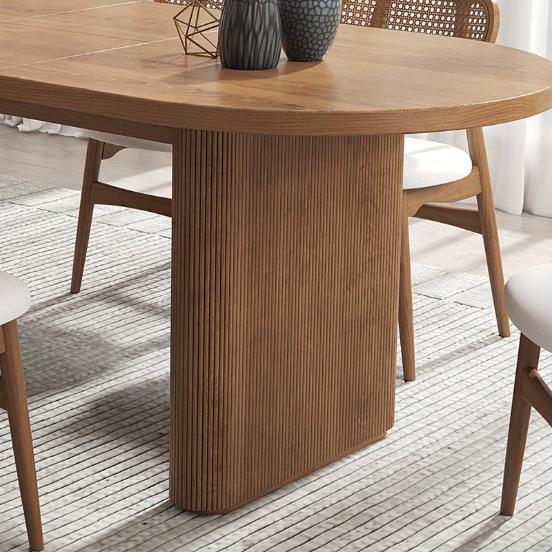 Table de salle à manger extensible de 63 à 79 po pour 4 à 6 personnes, table de salle à manger ovale moderne avec rallonges amovibles peu encombrantes pour la cuisine, les meubles de cuisine et de salle à manger en bois