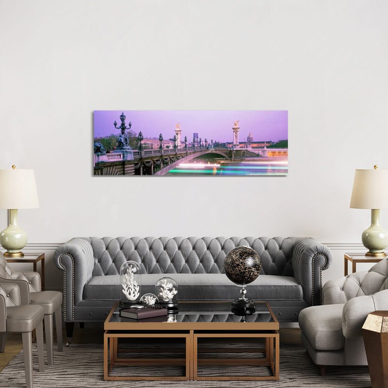 Blurred Motion Lights Under Pont Alexandre III, Paris, Ile-De-France, France by Panoramic Images - Wrapped Canvas Panoramic Print