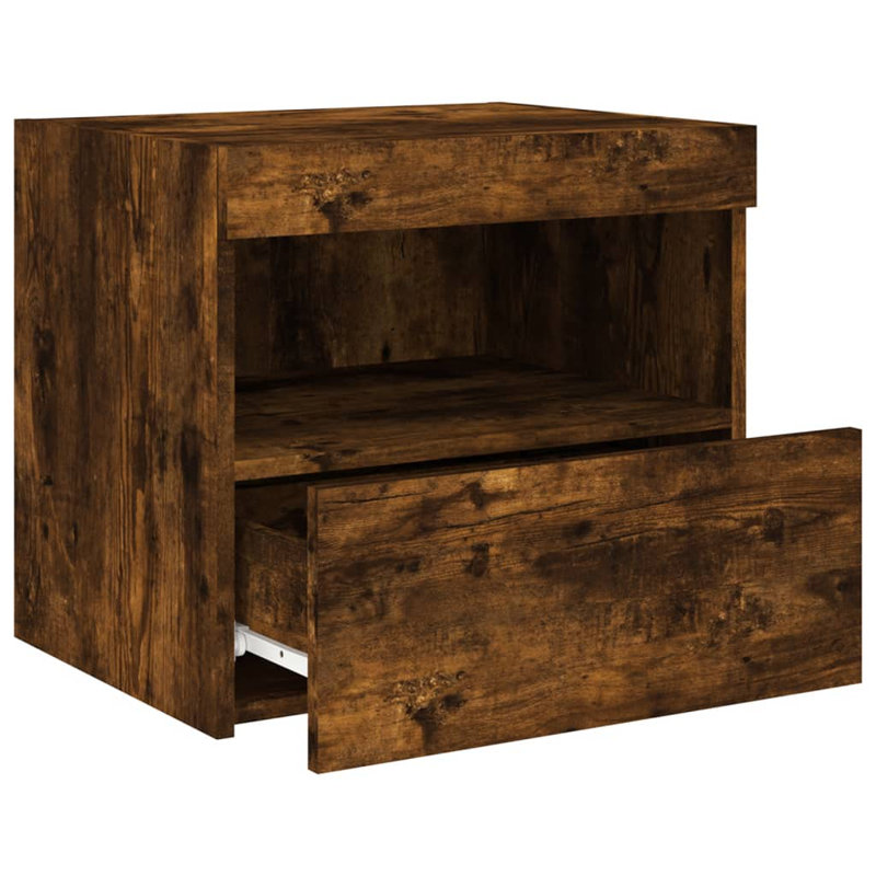 Nirmal 50cm W Manufactured Wood Bedside Table, Smoked Oak, Individual