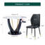 Ensemble de table et de chaises.Une table de salle à manger ronde en verre trempé Pandora de 42 po de diamètre avec pieds en panneau de fibres à densité moyenne en forme de V. Elle est dotée de 4 chaises en polyuréthane noir avec un dossier élargi.