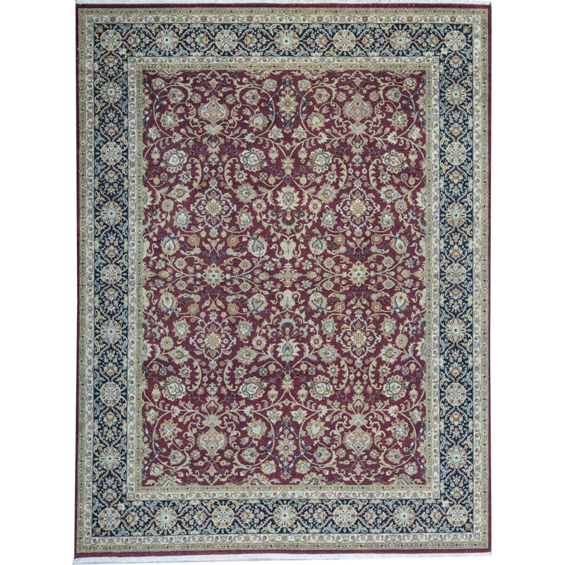 Hand-Knotted High-Quality Red and Black Area Rug