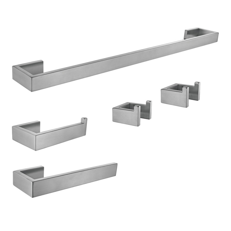 Kingston Brass BAHK6424778MB Lasdun 5-Piece Bathroom Accessory Set, Matte Black, Nickel brossé