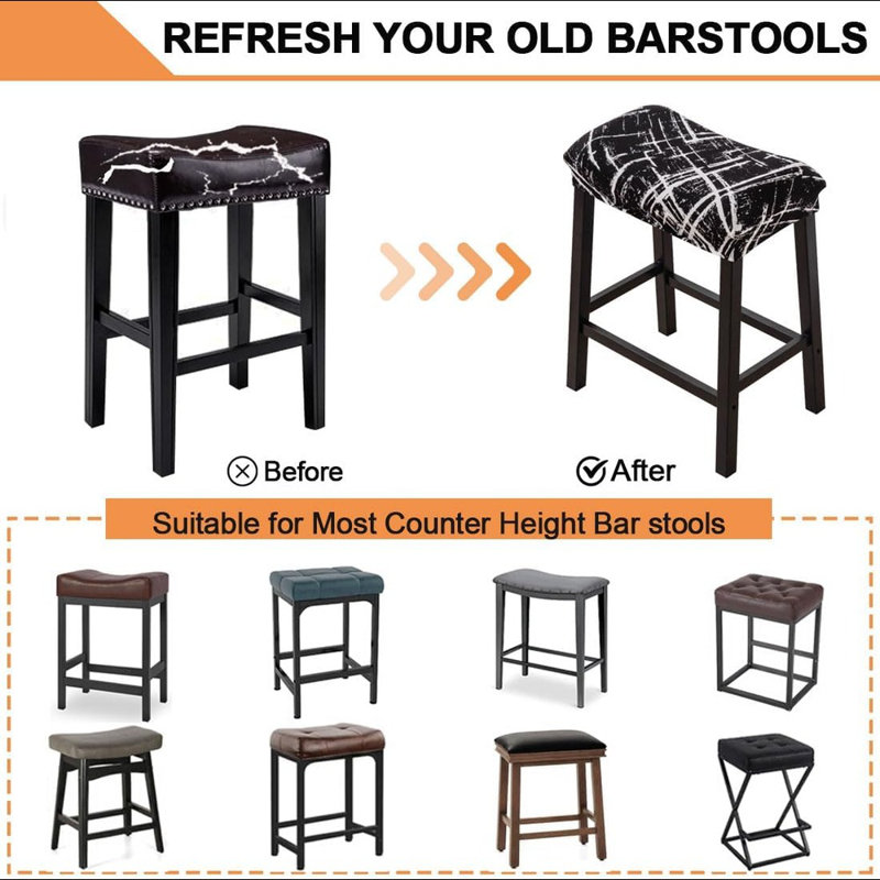 Bar Stool Cover Rectangle Set Of 4 Printed Stretch Counter Height Bar Stools Slipcovers Saddle Stool Slipcover Bench Seat Protector Backless Bar Stools Covers For Kitchen Counter