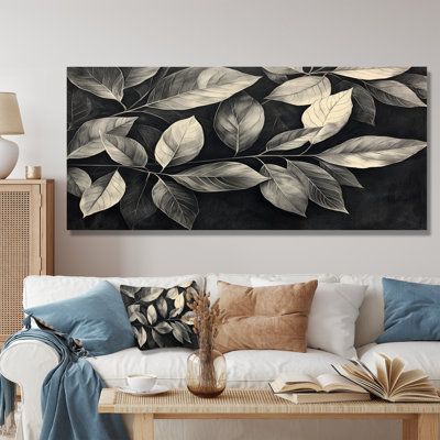 «Gray Rustling Autumn Leaves II - Leaves», impression sur métal