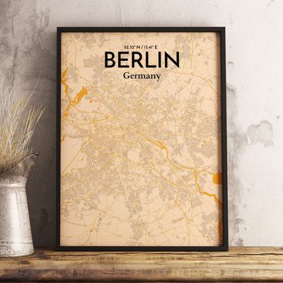 Berlin city map 1 Piece Wall Art
