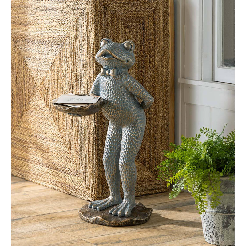Charmante statue de jardin grenouille majordome