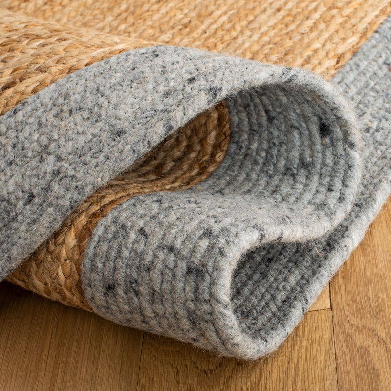 Mann Hand Woven Jute/Wool/Cotton Rug in Natural, Oval 5' x 7'