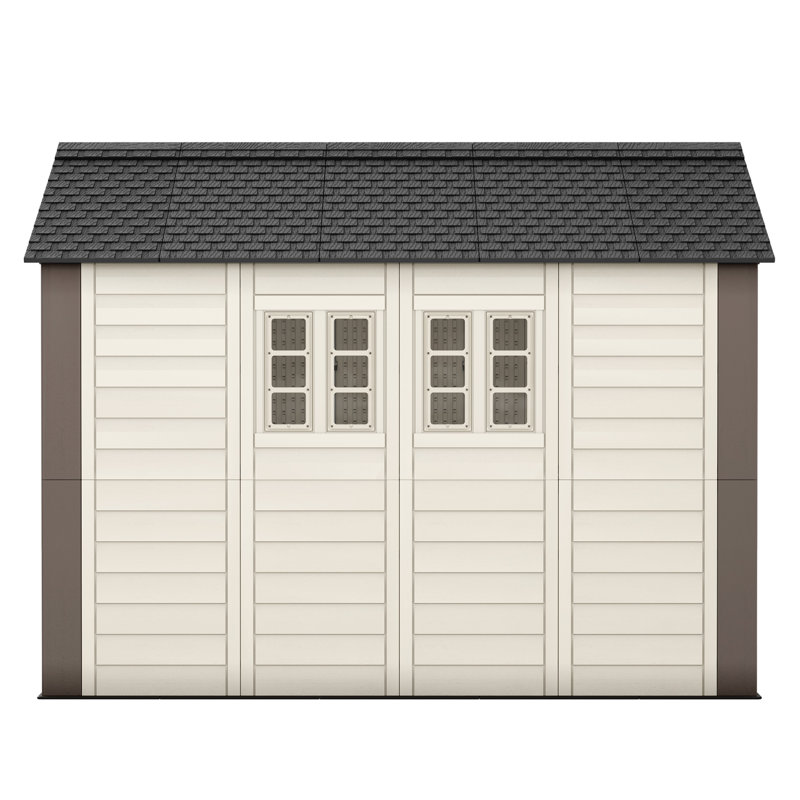 Abri de jardin Balconera en résine, 2,4 x 3 m, avec 4 fenêtres et plancher, kaki, brun et noir., 8×10FT
