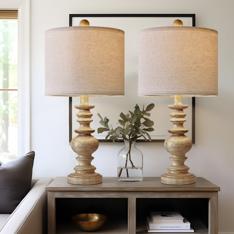 20"traditional Retro Table Lamp 2-piece Set,suitable For Hallway,living Room,bedside Decoration