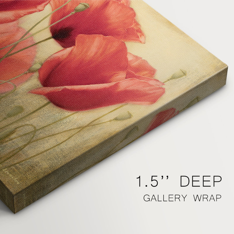 Poppies Grace II - Toile tendue avec châssis - Prêt à accrocher, H 12 po x l 30 po