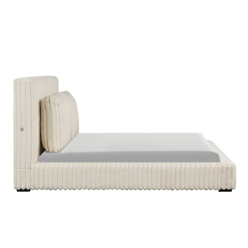 Lit plateforme Lauren, Beige, Très grand