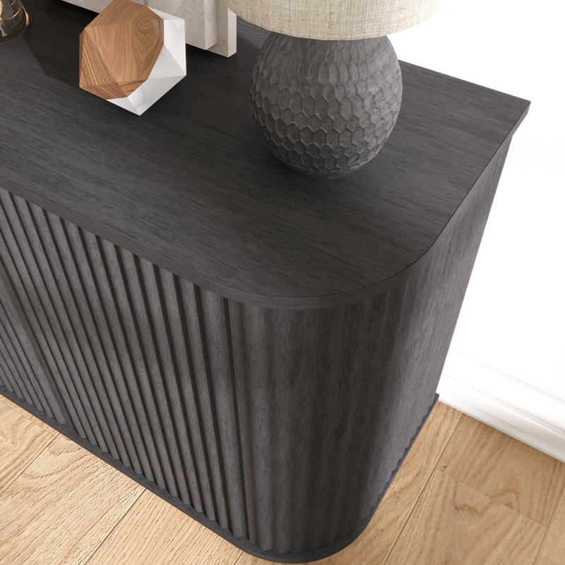 Buffet de rangement 64 "avec motif à vagues, Noir