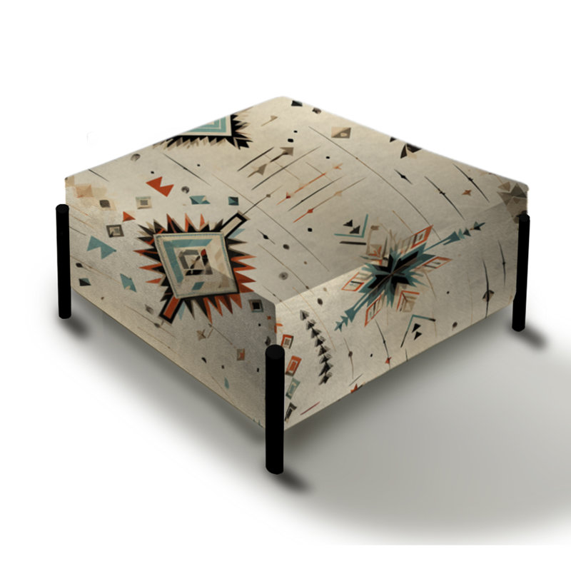 Tribal Nomad Boho Motif I - Grand repose-pieds carré géométrique