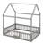Full Size Wood House Bed with Fence-598708472